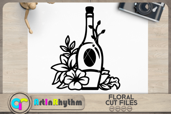 Download Floral Wine Bottle SVG, Champagne Bottle - Floral Collection